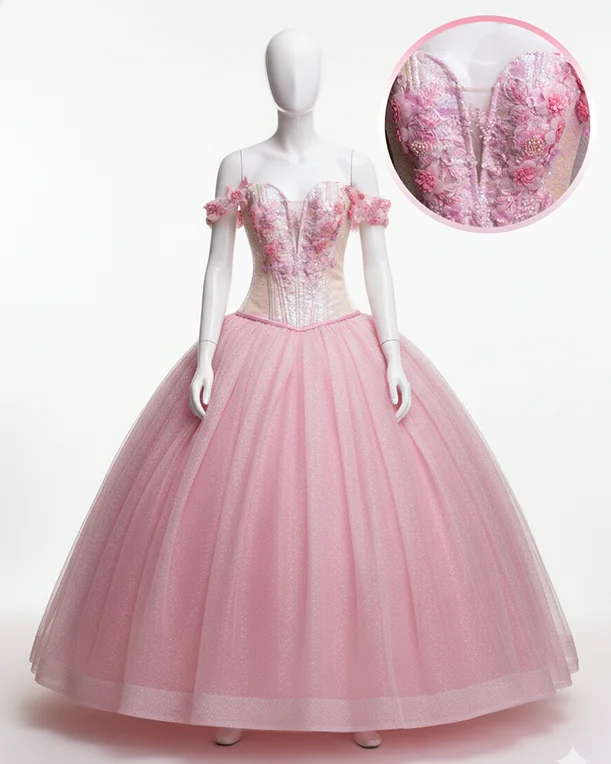 Renta de vestido de 15 años color rosa baby